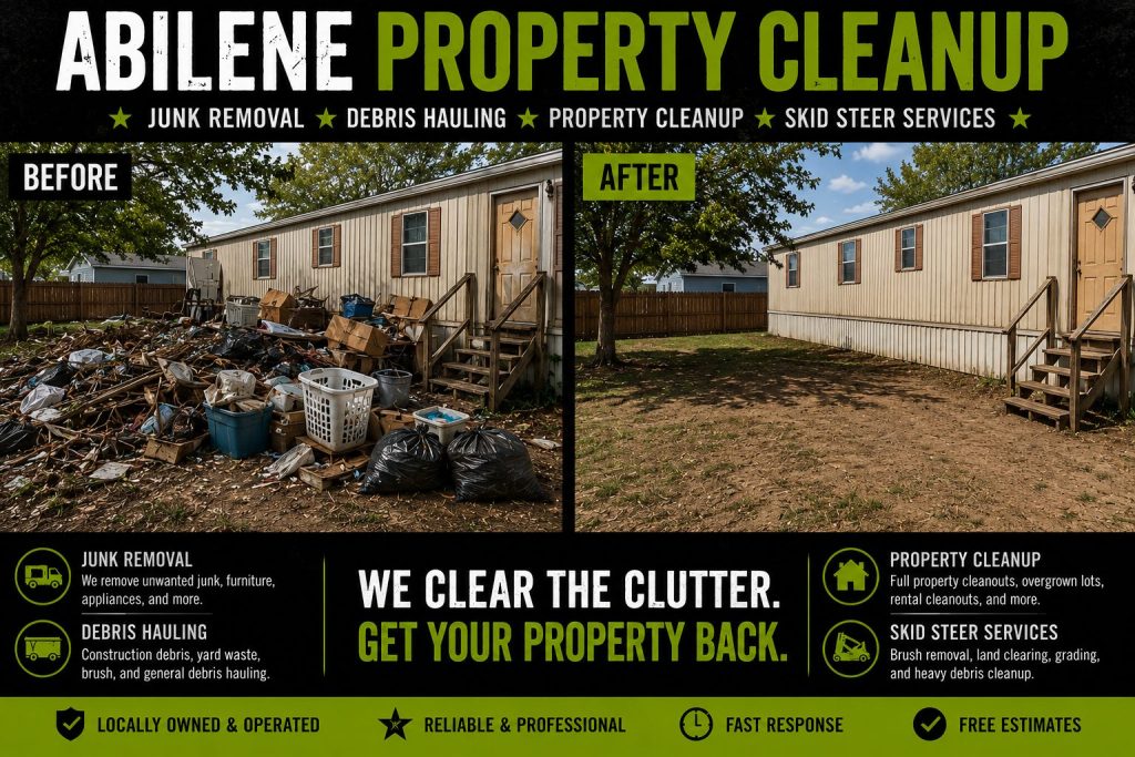Before and after property cleanup project in Abilene TX