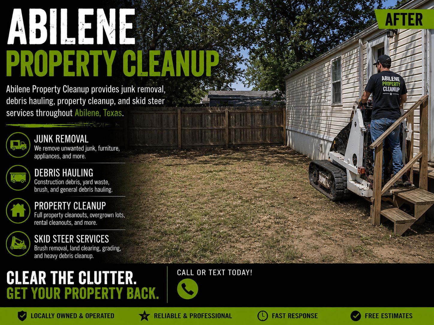 Emergency storm debris removal clearing storm damage from a property in Abilene TX