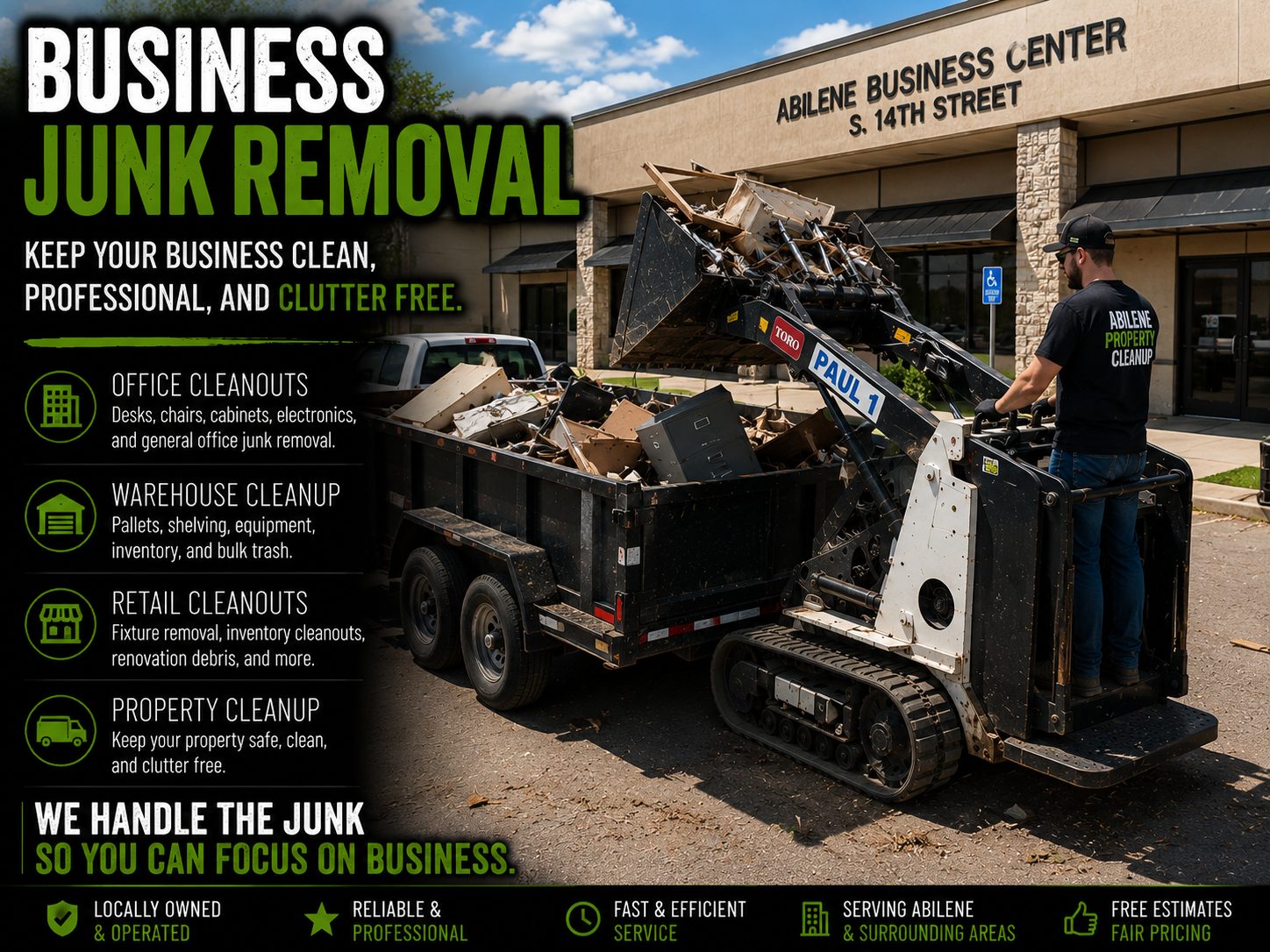 Retail store cleanout and business junk removal in Abilene TEXAS
