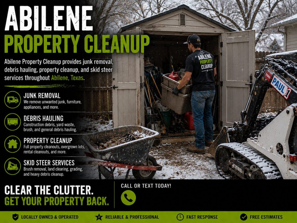 Vacant warehouse cleanout in Abilene TX preparing property for new tenant.