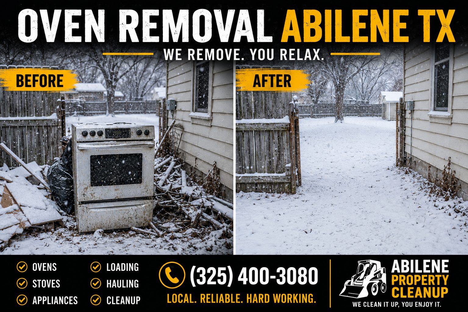 Oven hauling service in rainy and snowy weather in Abilene TX