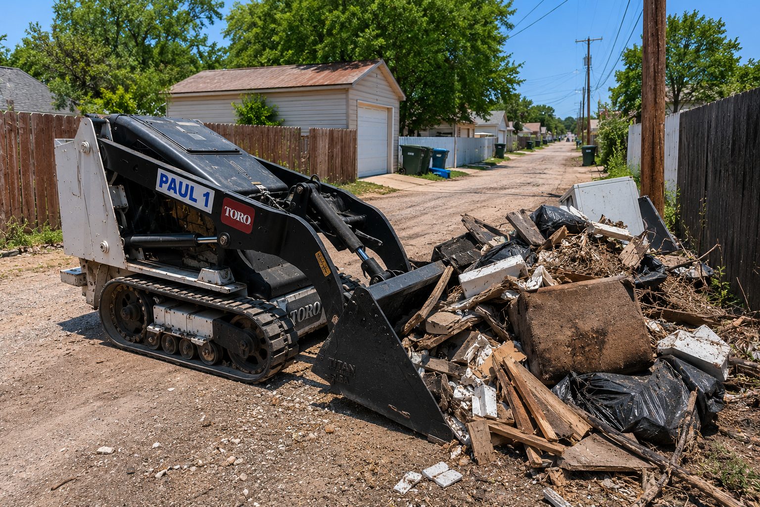 Clean residential alley after junk removal and debris cleanup service in Abilene TX.