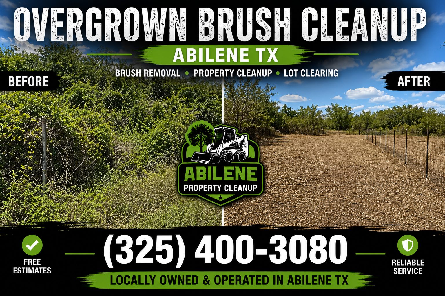 Backyard overgrown brush cleanup service in Abilene TX