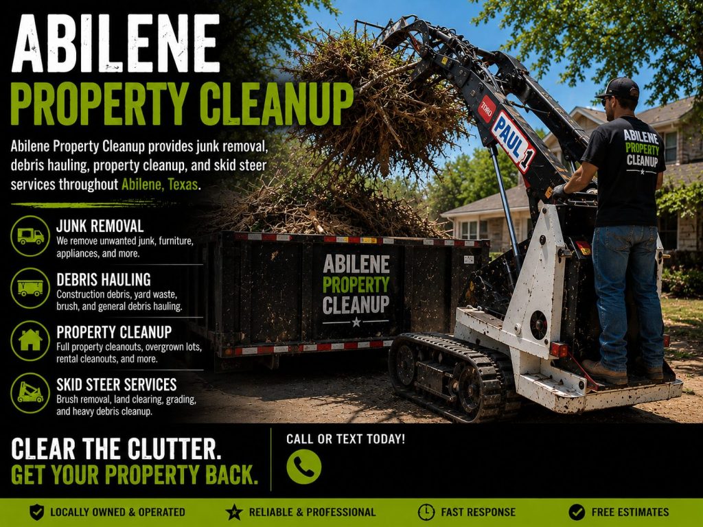 Debris hauling service removing brush, junk and outdoor debris in Abilene TX