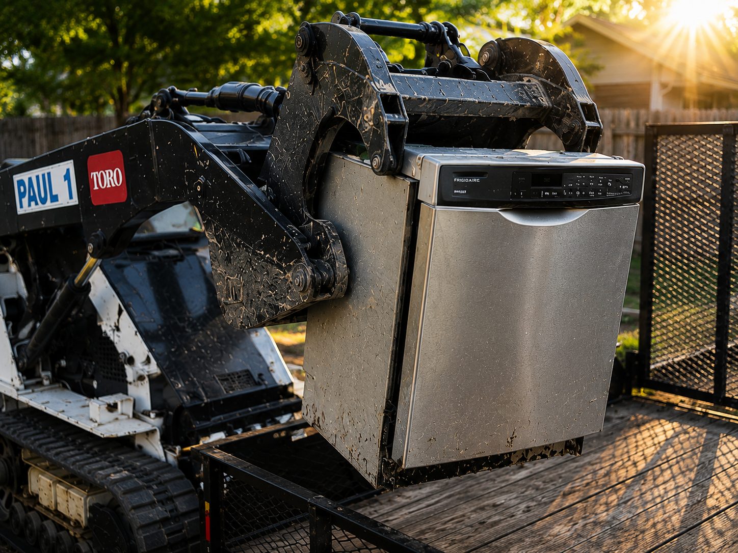 Close-up of an old built-in dishwasher being removed from a home in Abilene TX.