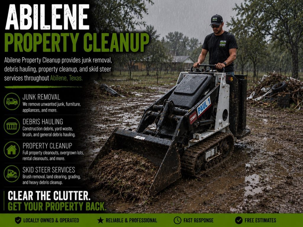 Property cleanup service removing junk and debris from a residential property in Abilene TX