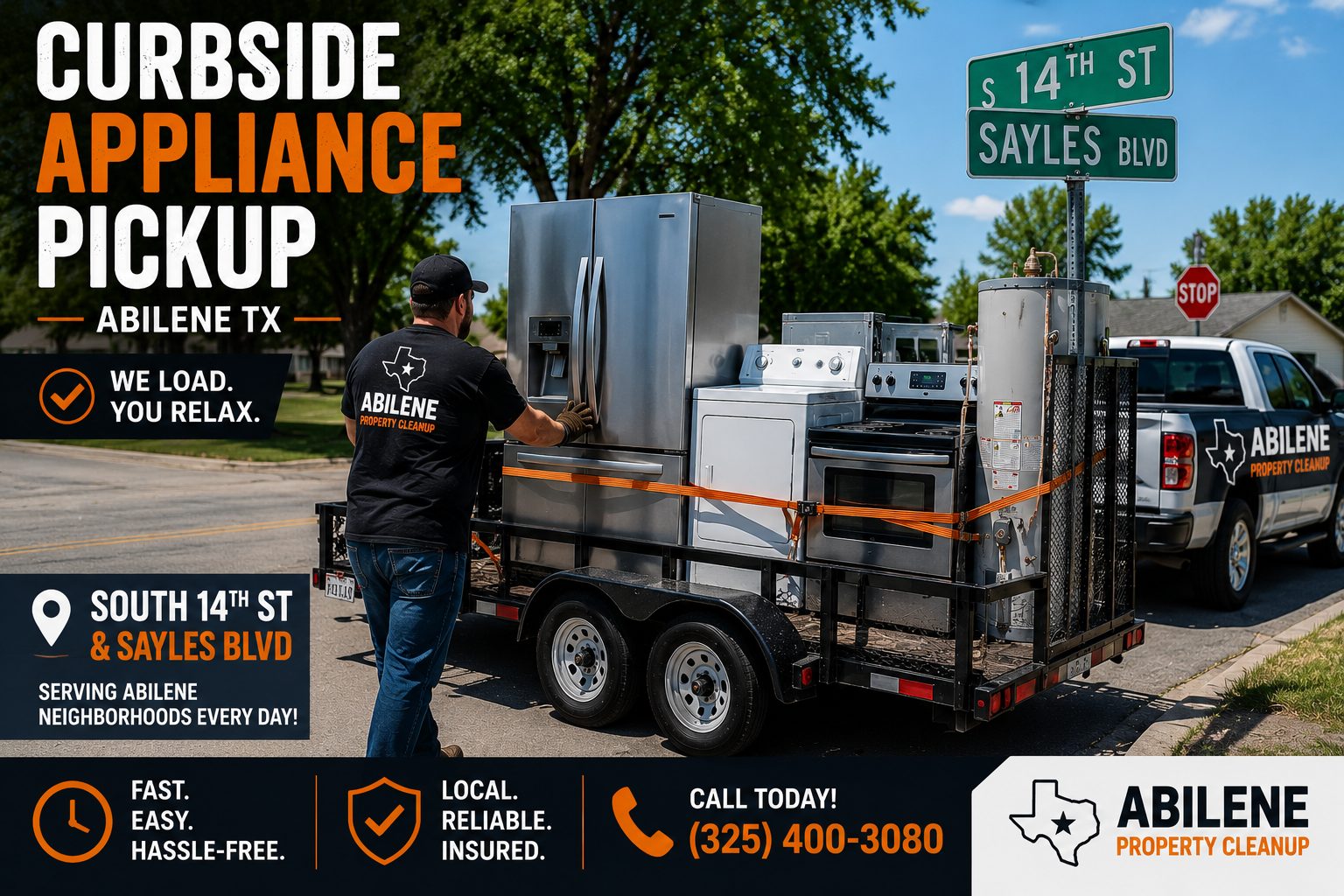Curbside appliance pickup near South 14th Street and Sayles Boulevard in Abilene TX