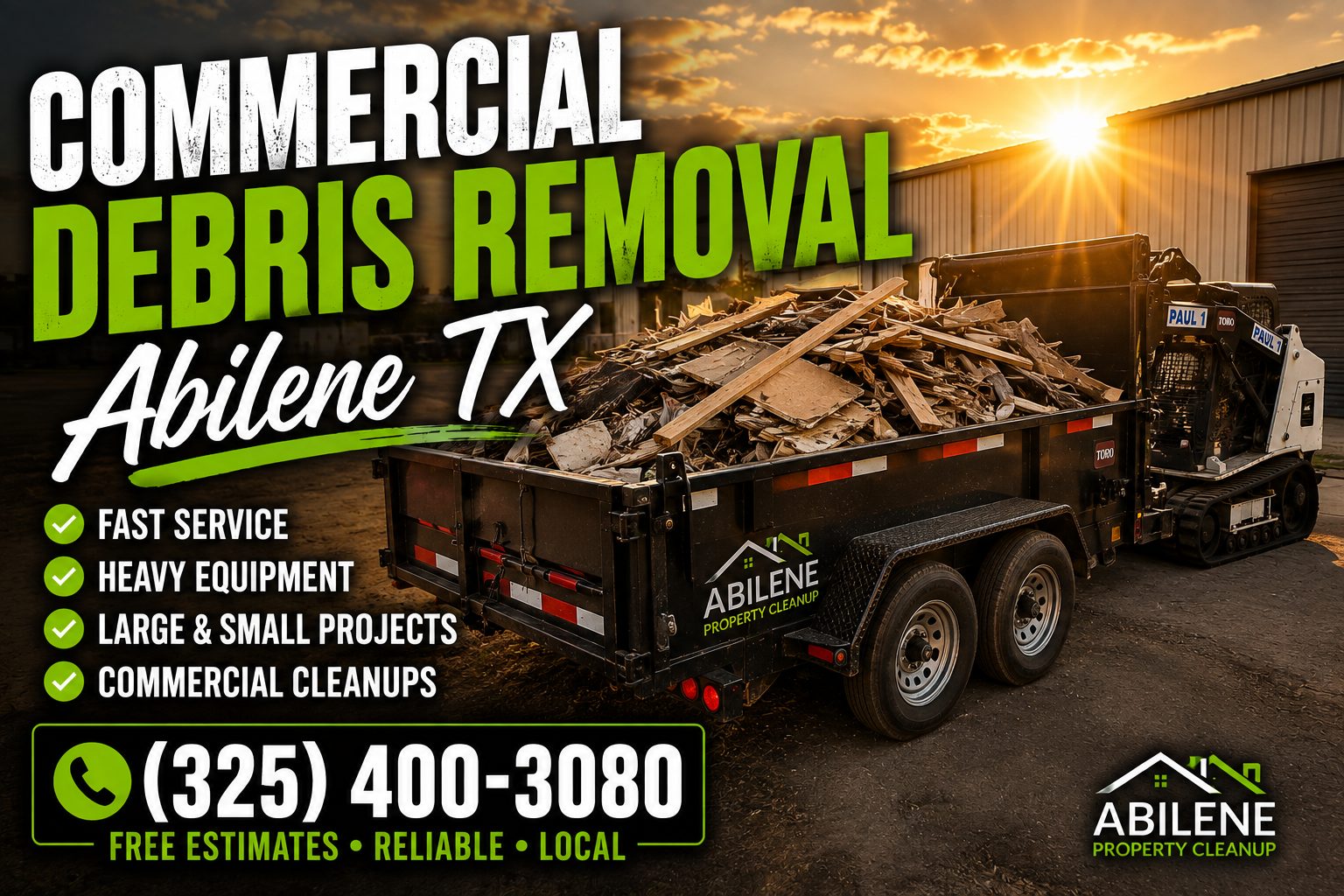 Loaded trailer filled with commercial construction debris in Abilene TX