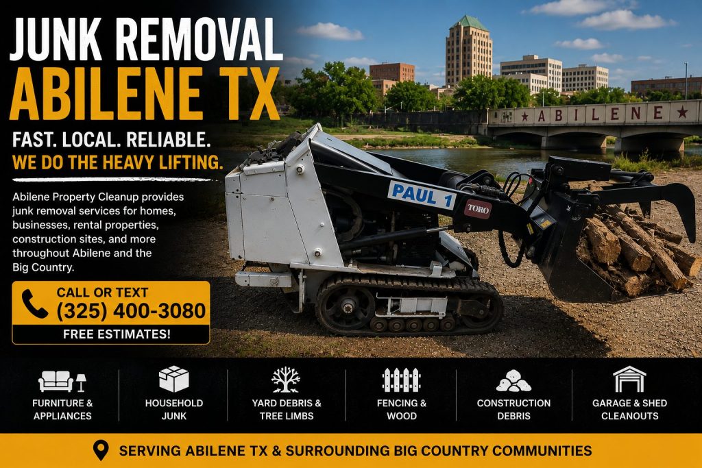 Junk removal in Abilene TX using a Toro Dingo mini skid steer